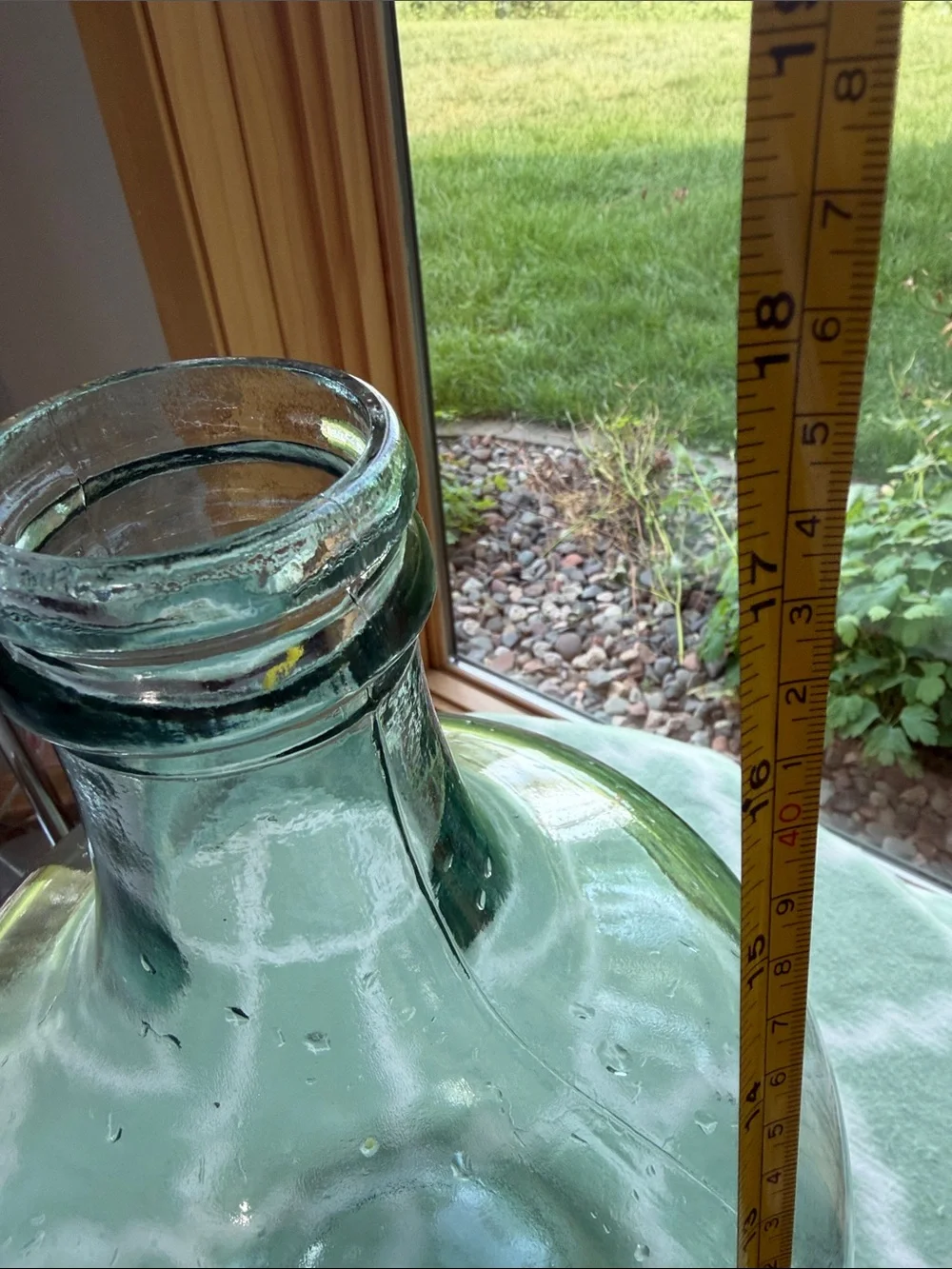 Vintage Large 17” Tall Clear Light Aqua Glass Demijohn Bottle